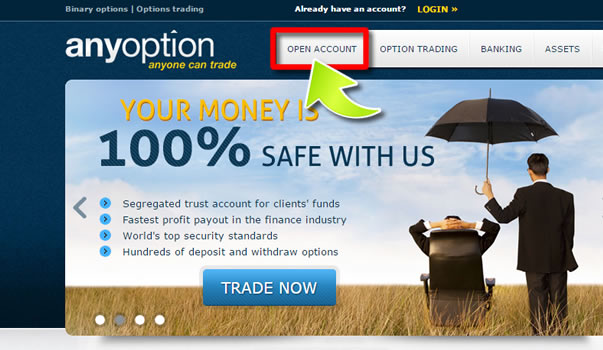 How to Open an Account on AnyOption - Method 1